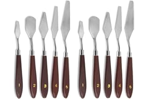 Gasea 2 Set 5pcs Couteaux à Palette Grattoir Mixage de Peinture Acier Inoxydable Spatule Palette Couteau Ensemble pour L'Artiste Peinture à l'huile Mélange de Couleurs