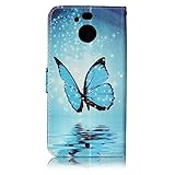 HTC Bolt Schutzhülle,HTC 10 Evo Lederhülle,JAWSEU Elegant Schmetterling Blume Retro/Vintage Design Farbmalerei Bunt Gemalt PU Leder Folio Flip Wallet Hülle Etui im Bookstyle Brieftasche Handyhülle Case Cover mit [Ständerfunktion] und [Kartenfächer] für HTC Bolt HTC 10 Evo &1xSchwarz Glitzer Bling Eingabestift- - 3