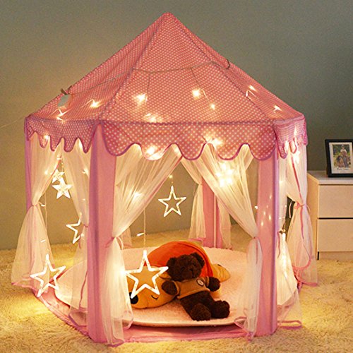 Indoor and Outdoor Hexagon Fairy Princess Castle Play Tent, Playhouse Tents As Great Gift for Boys and Girls With 50 Small Star Lights, Pink reviews Indoor and Outdoor Hexagon Fairy Princess Castle Play Tent, Playhouse Tents As Great Gift for Boys and Girls With 50 Small Star Lights, Pink