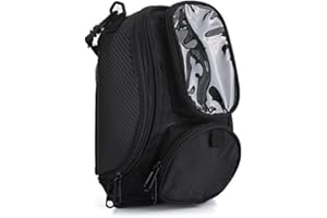 lyrlody Motorbike Tank Bag, Universal Motorcycle Fuel Tank Bag, Waterproof, Strong Magnetic, GPS Phone, Black