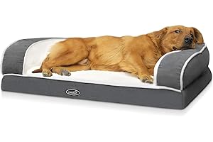 pecute Orthopedic Sofa Bed (XL 101 * 66 * 20 cm), Egg Crate Memory Foam Pet Couch Beds with 3 Sides Bolster for Good Support, Removable Washable Cover, Non Slip Base, Ideal for Medium Large Dogs