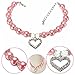 Produktbild Lanlan stylischer Rosa Pet Puppy Dog Cat Piggy Pearl Halskette Kristall Herz Charm Anhänger Schmuck Anhänger Pet Zubehör Hunde Katzen Halsband, rosa