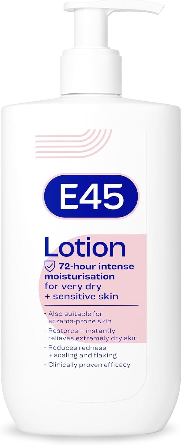 E45 Moisturising Lotion 500 ml for Dry & Sensitive Skin - Long-Lasting Hydration Protect from Dryness, Reduce Redness - Dermatological Body Moisturiser Lotion - Body Lotion - Daily Moisturiser