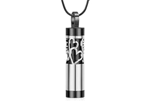 VCCWYQK Hollow Cylinder Urn Necklace for Ashes for Women Men Vial Cremation Jewelry Memorial Keepsake Locket Necklace