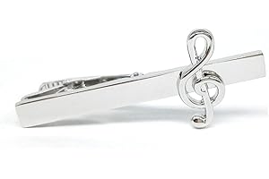 GIFTSEARCH Treble Clef Tie Clip - Rhodium Plated (xt40)