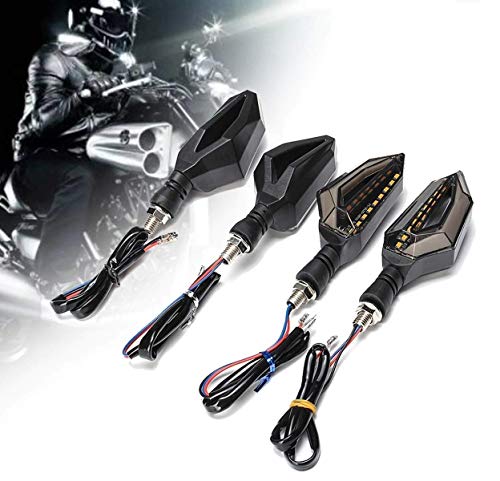 Autostark 4pc Universal Motorcycle 12 Led Amber Turn Signal Blue
