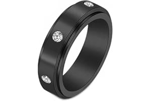 Mesnt Bague Fiancaille, Anneau Fidget Spinner Anti-Stress en Zircone Cubique Noir/Argent/Or/Or Rose