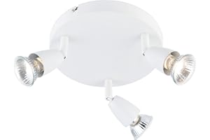 NATIONAL LIGHTING Amalfi 3 Way Decorative Gloss White GU10 LED Compatible Round Adjustable Ceiling Spotlight