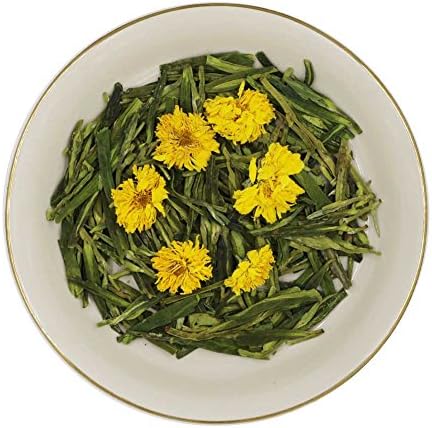 QSSM 100% Qrganic Loose Green Tea and Flower Tea, Natural Ingredients No Additives Helps You Reduce Stress (Green Tea+ Tribute Chrysanthemum Tea, 12 Bags)