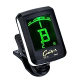  Sintonizador digital de clip, afinador para guitarra, bajo, ukelelele, violín, cromático, afinación grande, transparente, pantalla LCD colorida, pila de paso calibrada incluida, apagado automático