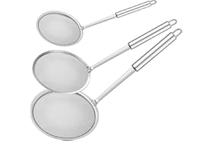 Aiareozy 3 Pezzi Schiumarola Acciaio Inox, Ragno da Cucina Acciaio, Schiumarola per Fritti, Colino Fritto, Ragno Cucina per Cucinare, Friggere, Arrostire, Pasta o Gnocchi in Cucina