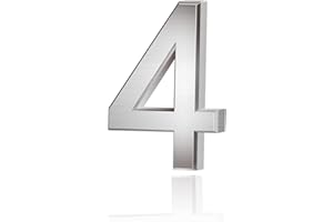 CODIROM 3D Mailbox Numbers 0-9 House Door Self-adhesive Stickers For Apartment Hotel Street Room Address (Silver) (4)