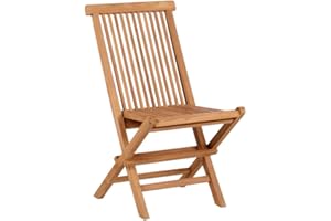MR. DEKO® Langton Chaise pliante en bois de teck | Chaise de jardin pliable d'extérieur | 53 x 43 x 89 cm (l x p x h) | Chaise à ciseaux en teck | Chaise de jardin pliante d'extérieur | Chaise de