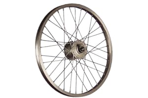 Taylor-Wheels 20 Pouces Roue Avant vélo moyeu Dynamo DH-C3000 Acier Inoxydable Argent