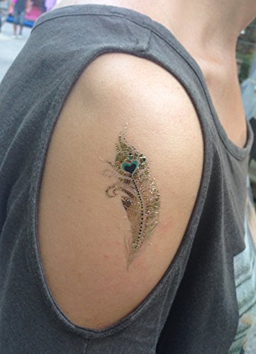 4 + 1 Bögen Metallic Tattoo Set Elli Türkis Flash Tattoo Aufkleber Hübsche Schmuck Tattoos - 8