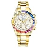 Stahl mit Diamant-britische Frauen Uhr , Golden