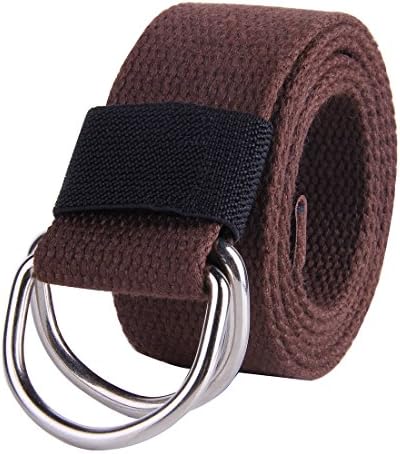 JINIUThanksgiving Mens and Womens 1.5" Wide Military Canvas Belt with Double Silver Metal D-Ring Buckle Extra Long Solid Color