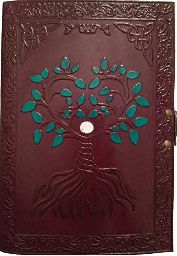 Hand Painted Tree of Life Leather Journal Diary Notebook Men Women Small Gift for Him Her