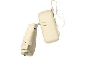 Ruspela Paraguas plegable de viaje, pequeño paraguas compacto para sol y lluvia, resistente al viento, con funda con cremallera, para mujeres y niñas