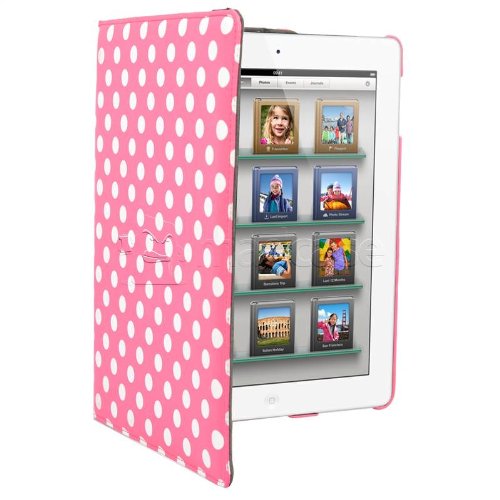 MadCase Apple iPad 4 (mit retina display) Stilisch Muster PU Leder Rotierend Smart Ständer Schutzhülle – kompatible mit iPad 2 und iPad 3 einschließlich Displayschutzfolie & Eingabestift – Gepunktet – Hellrosa - 4