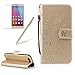 Price comparison product image For Huawei Honor 9 Wallet Case [with Free Screen Protector],Girlyard Premium Solid Gold Color PU Leather Flip Case Plum Blossom Flower With 3D Elegant Pattern Magnetic Closure Book Wallet with Card Slot Holder Protective Cover for Huawei Honor 9