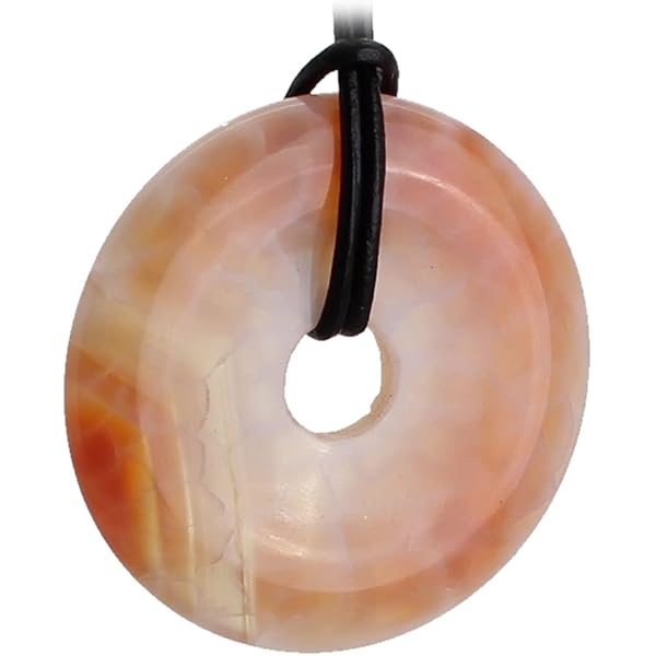 Budawi Azurit-Malachit Donut Anhänger 30 Mm Mit Lederband - Edelstein Anhänger In Rekonstruierter Qualität