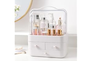 YunNasi Organizer per Cosmetici Organizer Trucchi Organizzatore di Trucco Grande Capacità Organizer Cosmetic per Bagno Antipolvere e Impermeabile Organizer Adatto a Bagni, Camere da Letto (Bianco )