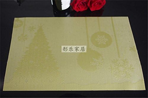 DIANZHUO Placemat 4Pcs Table Mat Upscale Waterproof Placemat Pvc Coaster Bowl Pad Insulation Pads Plate Pad Table Mats Christmas Festival Western Food Mat , Gold