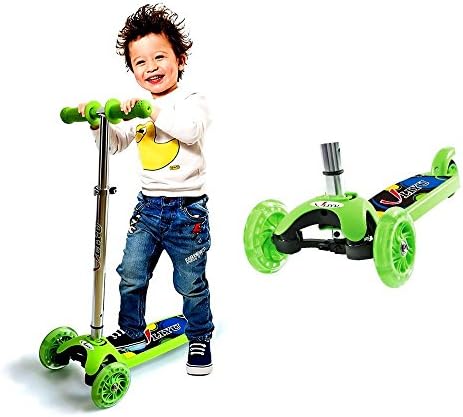 3 wheel Kick Scooter for Kids, Adjustable Height Tri-Scooter Toddler Kickboard with Flashing Wheels for Children 2-5 Years Old