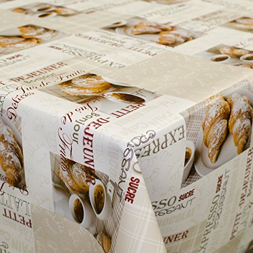 Wachstuch Wachstischdecke Tischdecke Wachstuchtischdecke Kaffee Croissant 100 x 140cm
