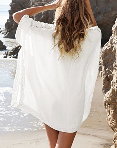 AIYUE Damen Sommerkleider Strandkleid große größen Sexy V-Ausschnitt Lose Beachwear Bikini Cover Up One-Size Minikleider Oberteile Bluse - 2