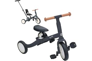 Olmitos Gyro Tricycle évolutif 5-en-1 pour Enfants de 1 à 5 Ans Adaptable et modulable avec ou sans pédales (Gyro, Gris)
