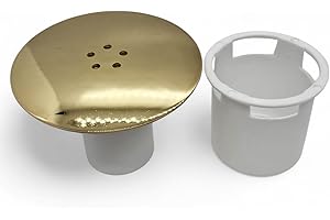 Duraplast UK™ 90mm Universal Shower Waste Replacement - Brushed Brass Finish Shower Plug Hole Cover with 115mm Diameter and Removable Hair Catcher - Fits Standard UK Shower Trays - Easy Installation