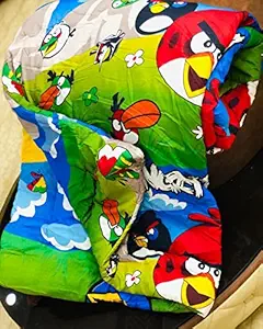 Broka Brother Kids Comforter Single Bed | Warm Baby Comforters for Winter Cartoon Printed Blanket for Kids | Quilt Blankets for Unisex Boys and Girls, Pack of 1, 60x100 Inches, Angry Bird