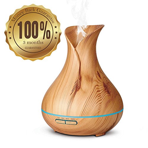 Yoleo 400ml Aroma Diffuser Ätherisches Öl Diffusor Ultraschall Aromatherapie Luftreiniger Humidifier mit 7 Farben LED Licht Duftlampe für Yoga Salon Spa Büro Wohn-, Schlaf-, Bade- oder Kinderzimmer Hotel,90-Tagen-Rückerstattung-Garantie