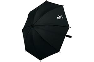 Altabebe (AL7000-02) Universal Sonnenschirm Sonnenschutz für Kinderwagen und Buggy - UV Schutz 50+ / 73 cm Durchmesser - Biegsamer Schirm mit Universalhalterung für Rund- und Ovalrohre - Schwarz