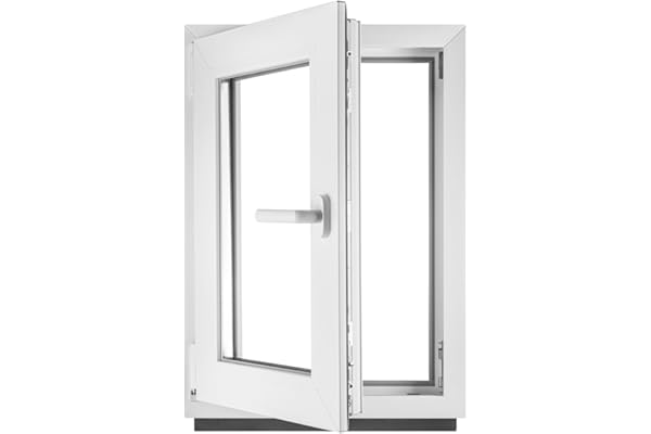 ‎BauPLAZA - Ventana PVC (reforzado) - ANCHO x ALTO 400 x 600 mm Izquierda BLANCA Vidrio Transparente - doble acristalamiento 4/24/4 (doble cristal) - 40 x 60 cm OSCILOBATIENTE 1 Hoja Apertura