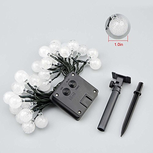 lederTEK, Solar Lichterkette Außen mit LED Kugel 6m 30LED 8 Modi warmweiß Außenlichterkette Wasserdicht mit Lichtsensor Weihnachtsbeleuchtung Beleuchtung für Weihnachten - 7