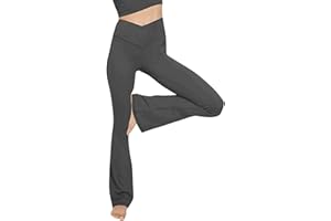 Glacspyg Yogahose Damen，Schlaghose mit Taschen V-Taille Bootcut Sporthose Freizeithose Jogginghosen für Fitness