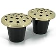 Angraves Gold Set of 2 Memorial Grave Vases Fresh and Artificial Flowers Plastic Pot Insert Liner Floral Holders Containers For Cemetery Headstone Recess (13 x 11cm)