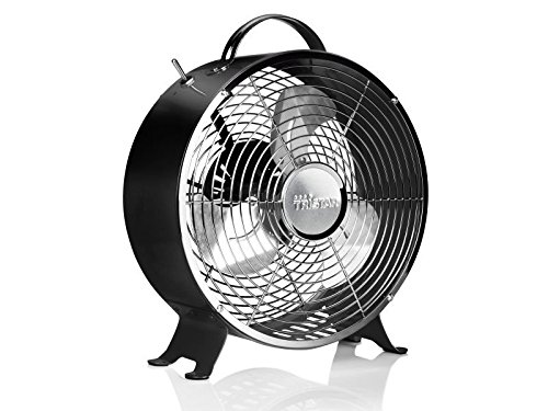 Edelstahl Tischventilator 29 cm (Boden-Ventilator mit 2 Stufen, 1300 U/Min, Luftumwälzer, stabiler Standfuß, schwarz)