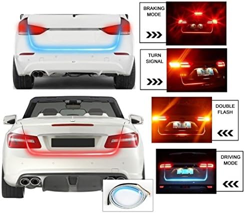 Motoway CAR Tailgate LED Strip Light, Car Rear Tail Lights Streamer Brake Turn Signal LED Lamp Strip Waterproof, Car LEDs Strips Braking Light Free Switch - Red and Blue Color for Hyundai Accent