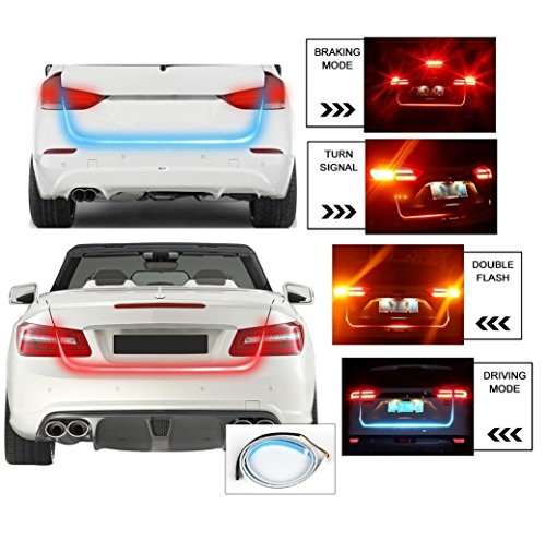 Motoway CAR Tailgate LED Strip Light, Car Rear Tail Lights Streamer Brake Turn Signal LED Lamp Strip Waterproof, Car LEDs Strips Braking Light Free Switch - Red and Blue Color for Hyundai Accent