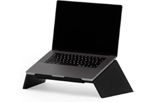 Oakywood Drewniany Pochylony Stojak na Laptop – Ręcznie Wykonany – Naturalne Drewno, Wyprodukowane w UE – Kompatybilny z MacBook & Laptopami & 15-16" – 50x25x15cm – Czarny