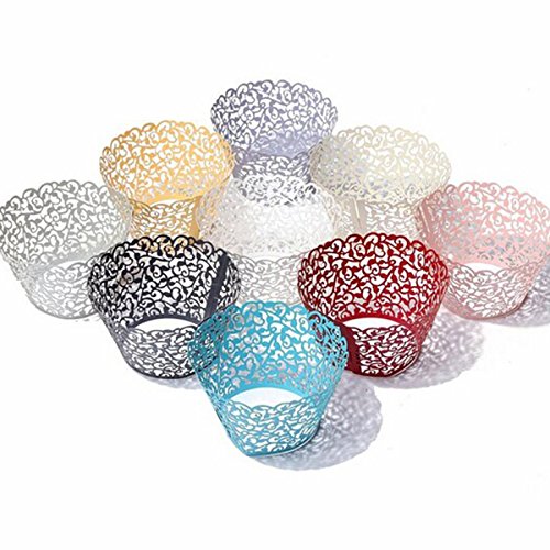 ROSENICE 50 Stück Cup Cake Cupcake Wrappers, Mädchen Kuchen Pappbecher für Hochzeit Geburtstagsparty (blau) - 2