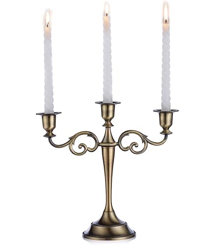 Kandelaar Brons 32cm Metaallegering Kaarshouder Vintage Kandelaar, Prachtige Reliëfkandelaar, Voor Pijlerkaarsen Bruiloft Decoratie Tafeldecoratie-Gold|1 Stück