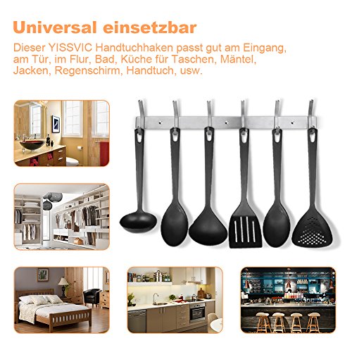 YISSVIC Hakenleiste Garderobe 6 Kleiderhaken Garderobenleiste Mehrzweckhaken aus Edelstahl Belastbarkeit bis ca. 30kg - 9