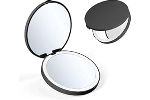 Giazee Compact Mirror with LED Lights, 1x/2x Magnifying Compact Mirror, Portable Travel Makeup Mirror for Handbag, Lightweight Lighted Mirror