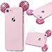 Produktbild GrandEver Weich Silikon Handyhülle für iPhone 7 TPU Durchsichtig Zurück Strass Diamant Maus Ohr Entwurf Rosa Farbe,iPhone 7 TPU Bumper Schutzhülle Flexible Etui mit Handschlaufe Gel Skin Rubber Transparent Klar Hülse Gummi Dünn HandyTaschen für iPhone 7