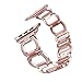 Produktbild Altsommer 4 Farben Armband für Apple Watch Series 4 44mm Echtes Edelstahl Armband mit Raffiniertes Doppelfaltschließe,Hollow Armbände, Edelstahl Replacement für Damen Herren (Rosa)